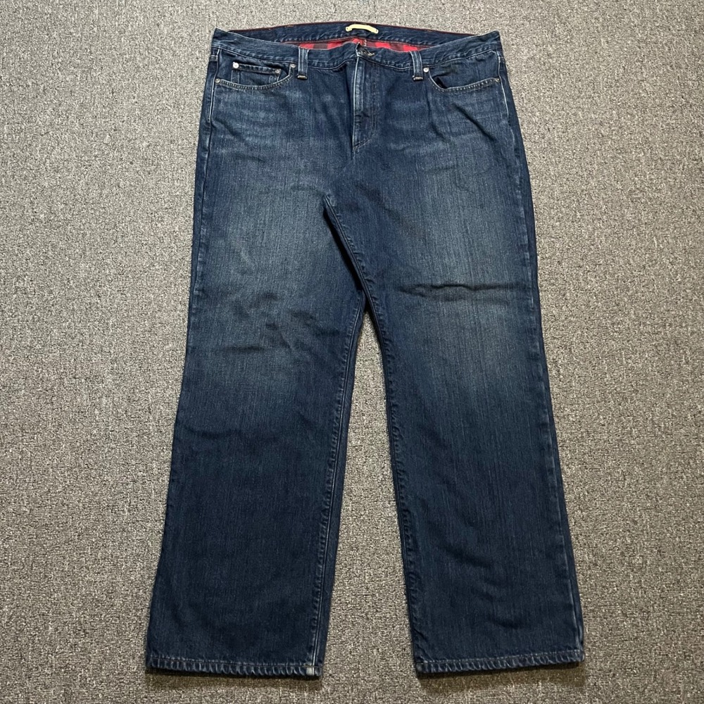 LLBean Men's Standard Fit Flannel Lined Blue Denim Jeans 42x32 Dark‎ Wash